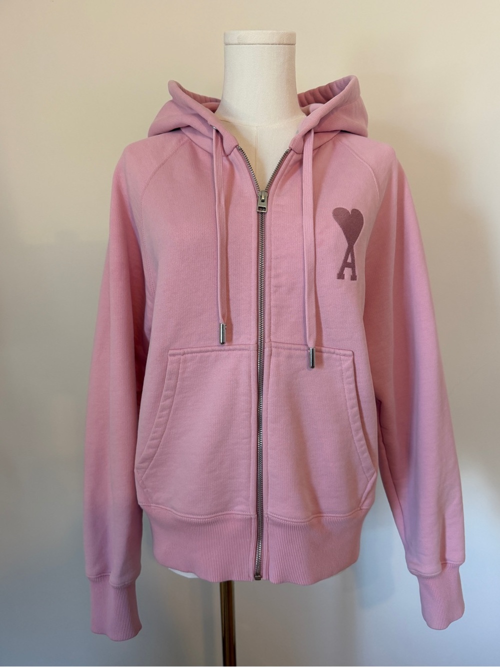 AMI Paris Pink Oversized Ami de Couer Zipped Hoodie
